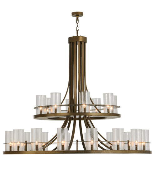 Meyda Lighting Arion 60" 24-Light 2-Tier Hubbardton Bronze Pendant Light With Clear Shade Glass