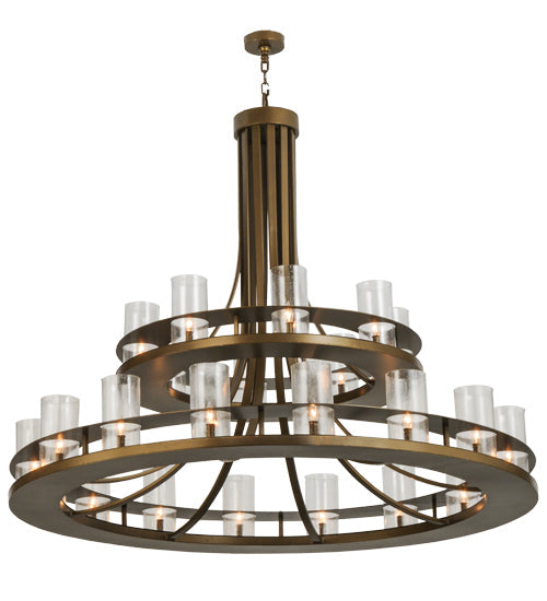 Meyda Lighting Arion 60" 24-Light 2-Tier Hubbardton Bronze Pendant Light With Clear Shade Glass