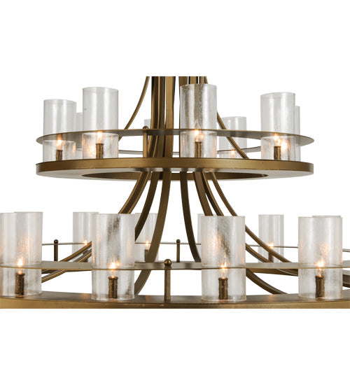 Meyda Lighting Arion 60" 24-Light 2-Tier Hubbardton Bronze Pendant Light With Clear Shade Glass