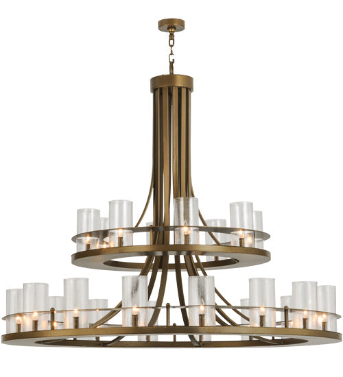 Meyda Lighting Arion 60" 24-Light 2-Tier Hubbardton Bronze Pendant Light With Clear Shade Glass