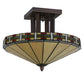 Meyda Lighting Arizona 16" 2-Light Mahogany Bronze Semi-flush Mount Ceiling Light With Multi-Colored Shade Glass