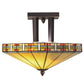 Meyda Lighting Arizona 16" 2-Light Mahogany Bronze Semi-flush Mount Ceiling Light With Multi-Colored Shade Glass