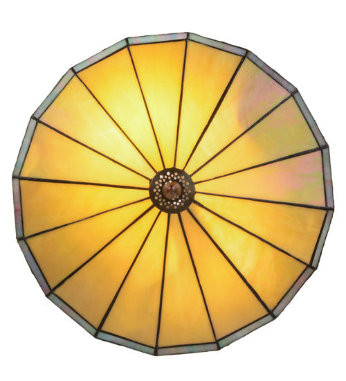 Meyda Lighting Arizona 16" 2-Light Mahogany Bronze Semi-flush Mount Ceiling Light With Multi-Colored Shade Glass