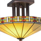 Meyda Lighting Arizona 16" 2-Light Mahogany Bronze Semi-flush Mount Ceiling Light With Multi-Colored Shade Glass