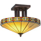 Meyda Lighting Arizona 16" 2-Light Mahogany Bronze Semi-flush Mount Ceiling Light With Multi-Colored Shade Glass