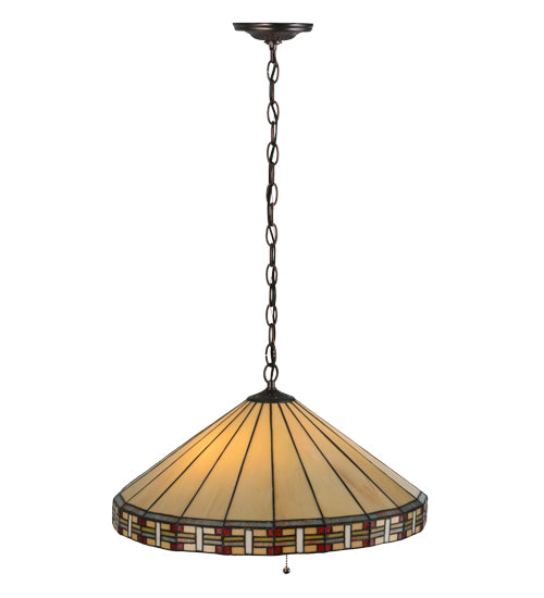 Meyda Lighting Arizona 20" 2-Light Mahogany Bronze Pendant Light With Multi-Colored Shade Glass