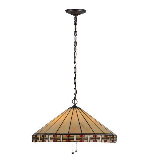 Meyda Lighting Arizona 20" 2-Light Mahogany Bronze Pendant Light With Multi-Colored Shade Glass