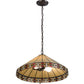 Meyda Lighting Arizona 20" 2-Light Mahogany Bronze Pendant Light With Multi-Colored Shade Glass