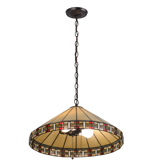 Meyda Lighting Arizona 20" 2-Light Mahogany Bronze Pendant Light With Multi-Colored Shade Glass