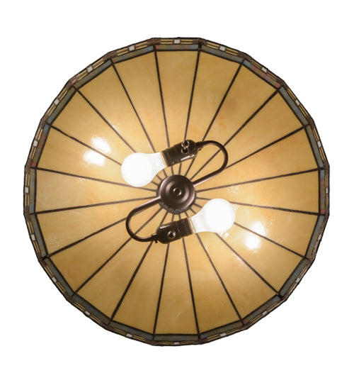 Meyda Lighting Arizona 20" 2-Light Mahogany Bronze Pendant Light With Multi-Colored Shade Glass
