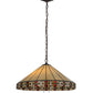Meyda Lighting Arizona 20" 2-Light Mahogany Bronze Pendant Light With Multi-Colored Shade Glass