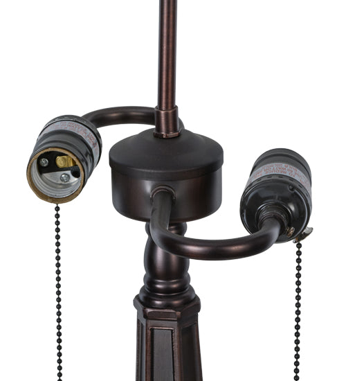 Meyda Lighting Arizona 24" 2-Light Mahogany Bronze Table Lamp With Multi-Colored Shade Glass