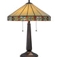 Meyda Lighting Arizona 24" 2-Light Mahogany Bronze Table Lamp With Multi-Colored Shade Glass