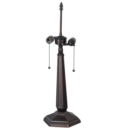 Meyda Lighting Arizona 24" 2-Light Mahogany Bronze Table Lamp With Multi-Colored Shade Glass