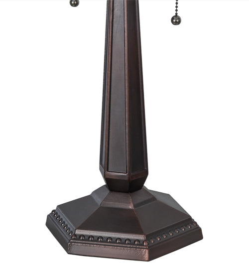 Meyda Lighting Arizona 24" 2-Light Mahogany Bronze Table Lamp With Multi-Colored Shade Glass