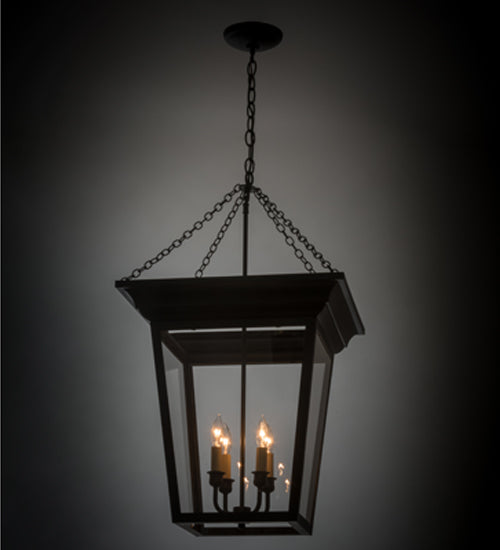 Meyda Lighting Arkley 26" 4-Light Black Pendant Light With Clear Crystal Idalight Shade Glass