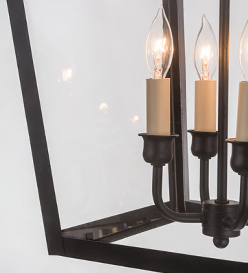 Meyda Lighting Arkley 26" 4-Light Black Pendant Light With Clear Crystal Idalight Shade Glass