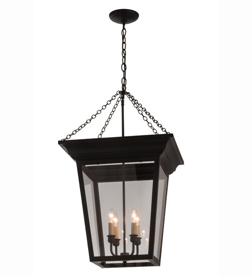 Meyda Lighting Arkley 26" 4-Light Black Pendant Light With Clear Crystal Idalight Shade Glass
