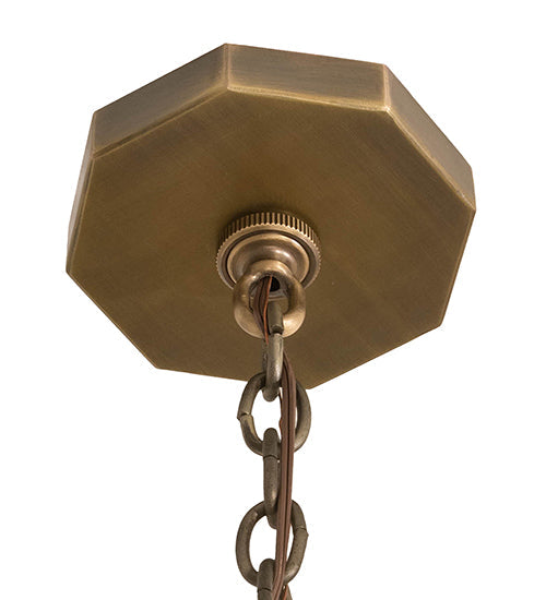 Meyda Lighting Armoury 26" 8-Light Antique Brass Pendant Light With Clear Shade Glass