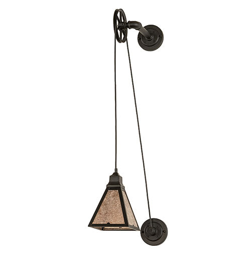 Meyda Lighting Arnage 10" Oxidized Steel Bartlett Wall Sconce With Silver Mica Shade Glass