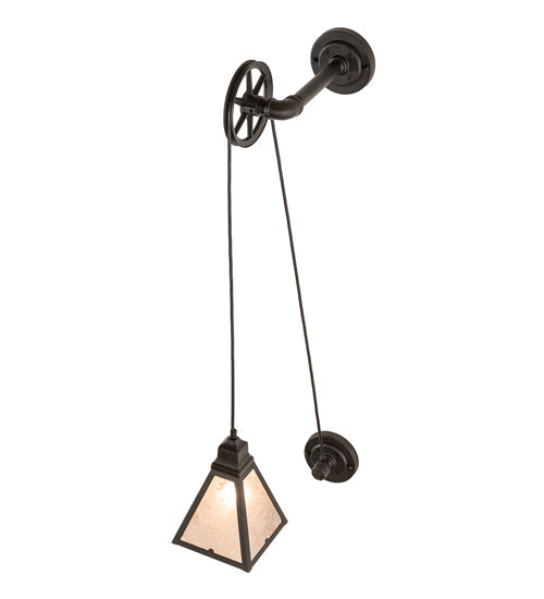 Meyda Lighting Arnage 10" Oxidized Steel Bartlett Wall Sconce With Silver Mica Shade Glass