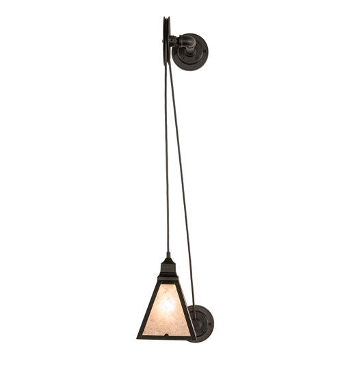 Meyda Lighting Arnage 10" Oxidized Steel Bartlett Wall Sconce With Silver Mica Shade Glass