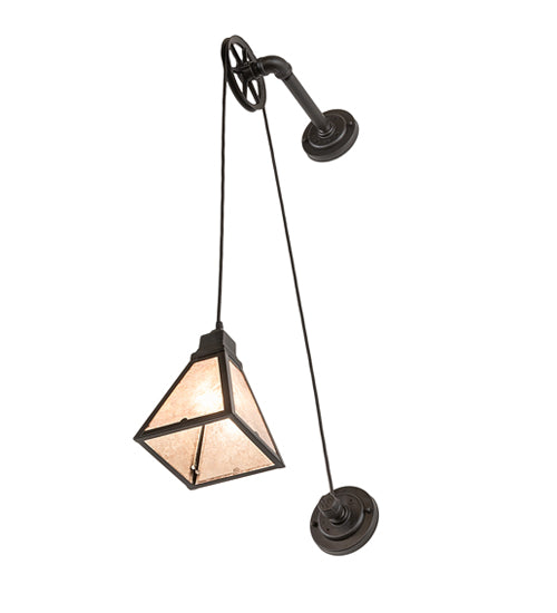 Meyda Lighting Arnage 10" Oxidized Steel Bartlett Wall Sconce With Silver Mica Shade Glass