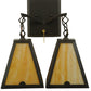 Meyda Lighting Arnage 14" 2-Light Timeless Bronze Wall Sconce With Beige Art Shade Glass
