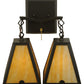 Meyda Lighting Arnage 14" 2-Light Timeless Bronze Wall Sconce With Beige Art Shade Glass