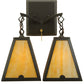 Meyda Lighting Arnage 14" 2-Light Timeless Bronze Wall Sconce With Beige Art Shade Glass