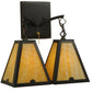 Meyda Lighting Arnage 14" 2-Light Timeless Bronze Wall Sconce With Beige Art Shade Glass