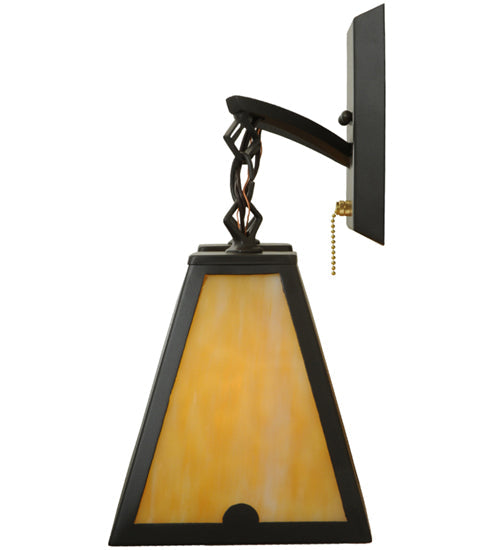 Meyda Lighting Arnage 14" 2-Light Timeless Bronze Wall Sconce With Beige Art Shade Glass