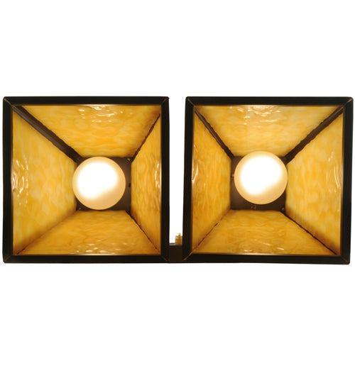 Meyda Lighting Arnage 14" 2-Light Timeless Bronze Wall Sconce With Beige Art Shade Glass