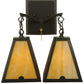 Meyda Lighting Arnage 14" 2-Light Timeless Bronze Wall Sconce With Beige Art Shade Glass