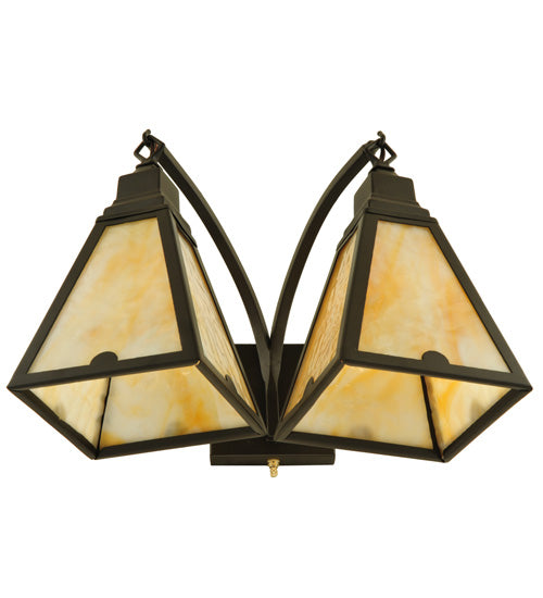Meyda Lighting Arnage 18" 2-Light Timeless Bronze Wall Sconce With Beige Art Shade Glass