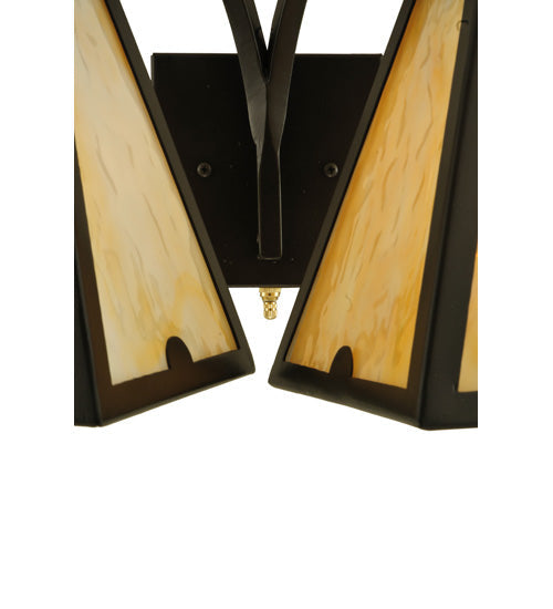 Meyda Lighting Arnage 18" 2-Light Timeless Bronze Wall Sconce With Beige Art Shade Glass