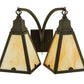 Meyda Lighting Arnage 18" 2-Light Timeless Bronze Wall Sconce With Beige Art Shade Glass