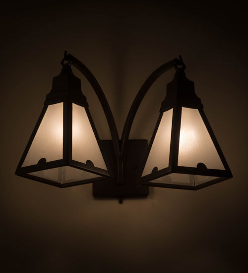 Meyda Lighting Arnage 19" 2-Light Timeless Bronze Wall Sconce With Frosted Seeded Shade Glass