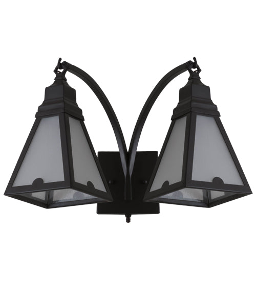Meyda Lighting Arnage 19" 2-Light Timeless Bronze Wall Sconce With Frosted Seeded Shade Glass