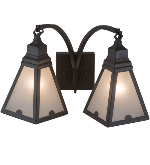Meyda Lighting Arnage 19" 2-Light Timeless Bronze Wall Sconce With Frosted Seeded Shade Glass