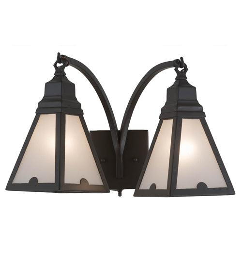 Meyda Lighting Arnage 19" 2-Light Timeless Bronze Wall Sconce With Frosted Seeded Shade Glass