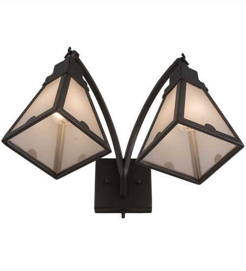 Meyda Lighting Arnage 19" 2-Light Timeless Bronze Wall Sconce With Frosted Seeded Shade Glass