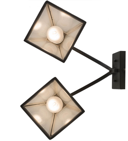 Meyda Lighting Arnage 19" 2-Light Timeless Bronze Wall Sconce With Frosted Seeded Shade Glass