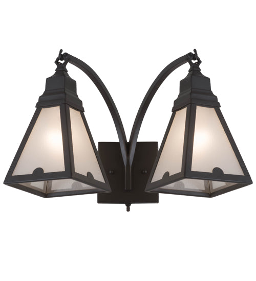 Meyda Lighting Arnage 19" 2-Light Timeless Bronze Wall Sconce With Frosted Seeded Shade Glass