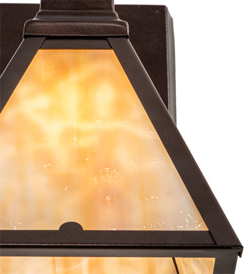 Meyda Lighting Arnage 7" Mahogany Bronze Wall Sconce With Beige Art Shade Glass