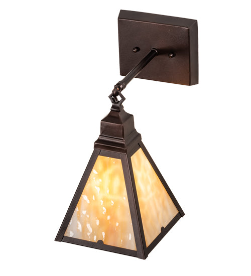 Meyda Lighting Arnage 7" Mahogany Bronze Wall Sconce With Beige Art Shade Glass