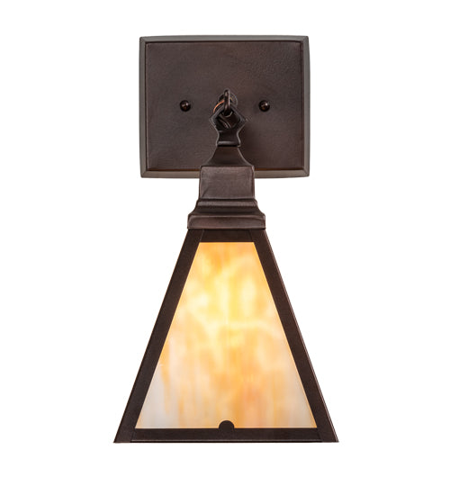 Meyda Lighting Arnage 7" Mahogany Bronze Wall Sconce With Beige Art Shade Glass