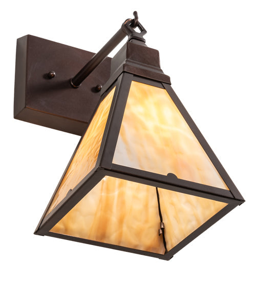 Meyda Lighting Arnage 7" Mahogany Bronze Wall Sconce With Beige Art Shade Glass