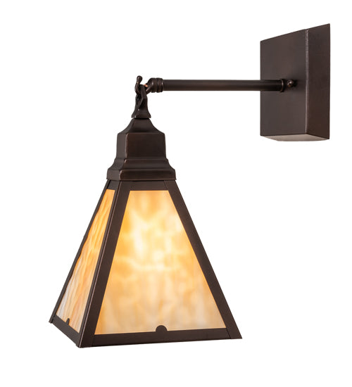 Meyda Lighting Arnage 7" Mahogany Bronze Wall Sconce With Beige Art Shade Glass