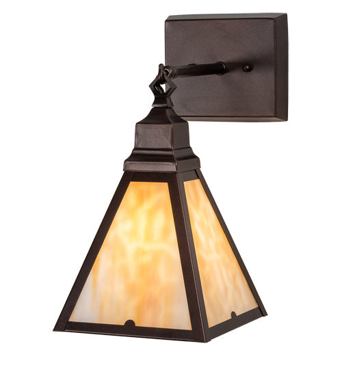 Meyda Lighting Arnage 7" Mahogany Bronze Wall Sconce With Beige Art Shade Glass
